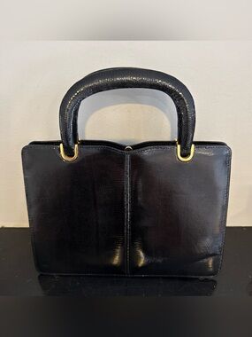 Koret Black Structured Top-Handle Bag with Gold Hardware